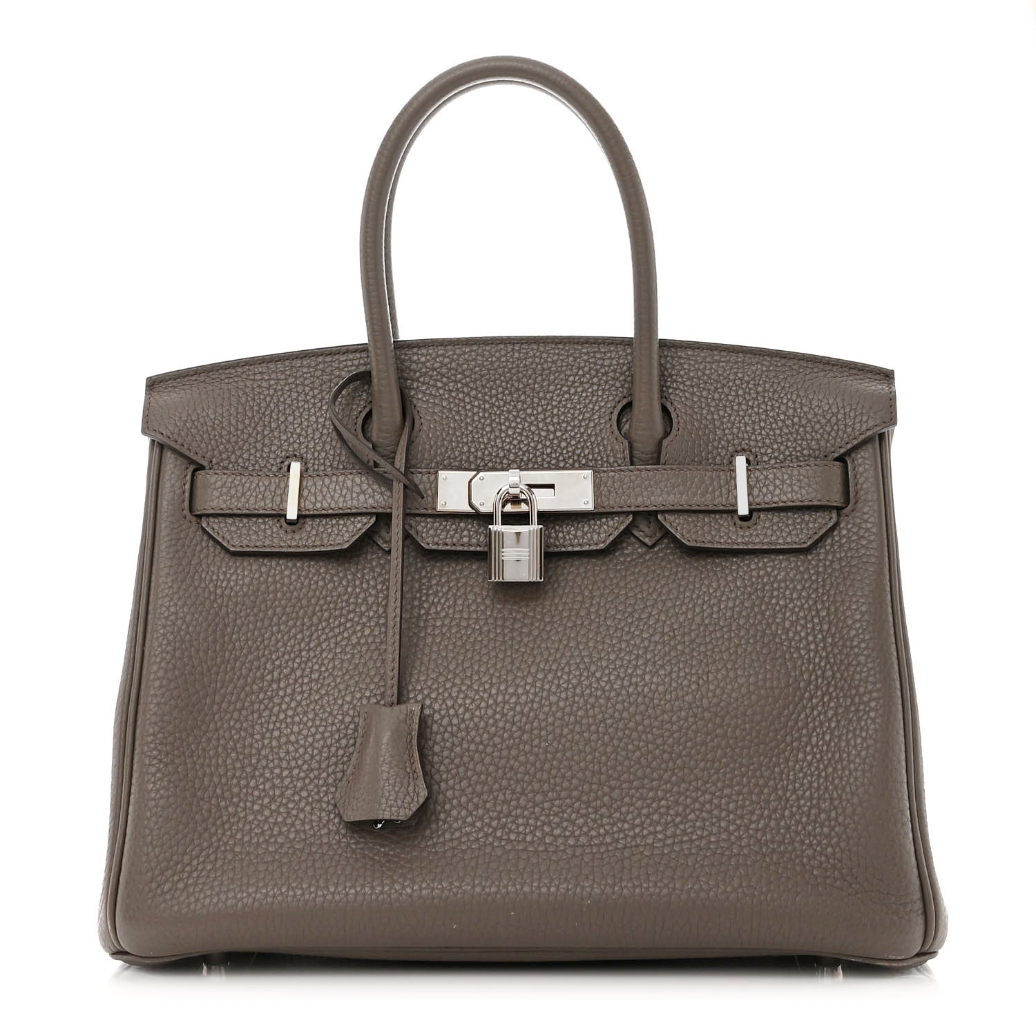Hermes Taurillon Clemence Birkin 30 Etain 1 of 14