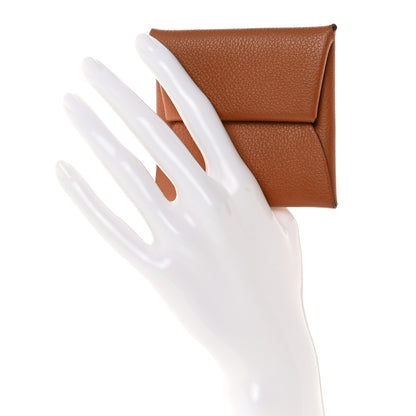 Hermes Evercolor Bastia Verso Coin Purse Gold Beige De Weimar 2 of 9