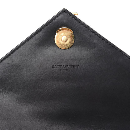 Saint Laurent Calfskin Mixed Matelasse Triquilt Medium College Bag Black 6 of 12