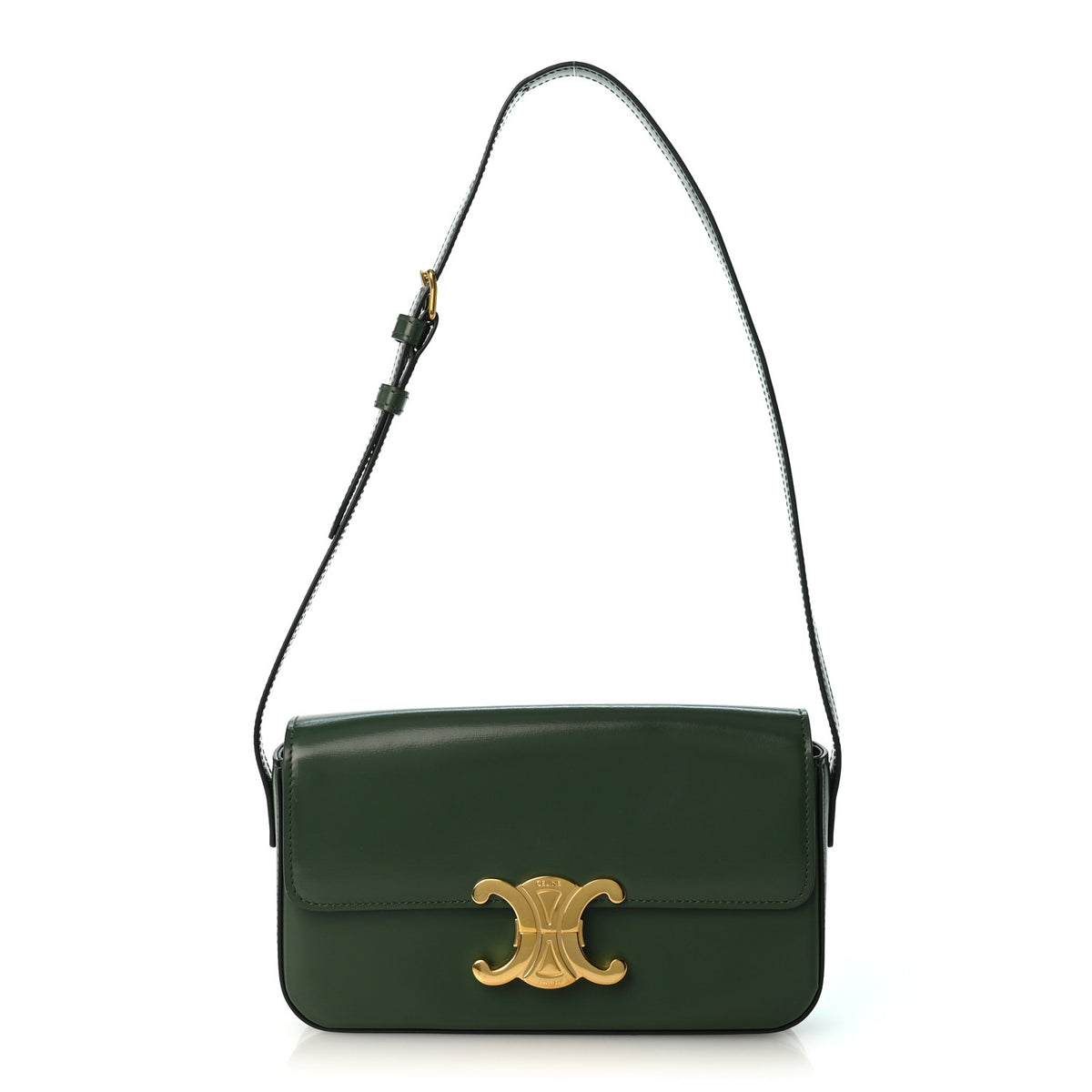 Celine Shiny Calfskin Triomphe Shoulder Bag Forest 1 of 11