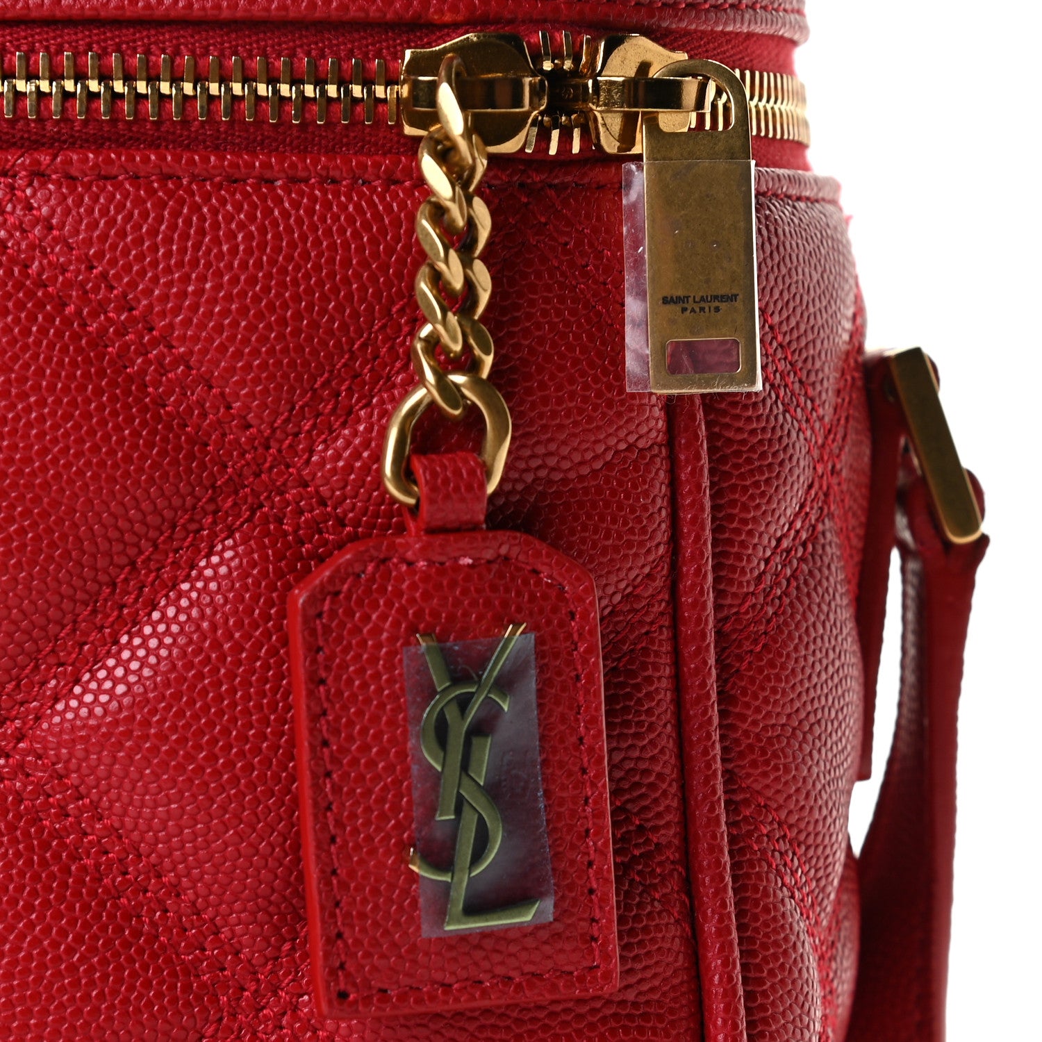 Saint Laurent Grain de Poudre Quilted 80's Vanity Bag Red 7 of 9