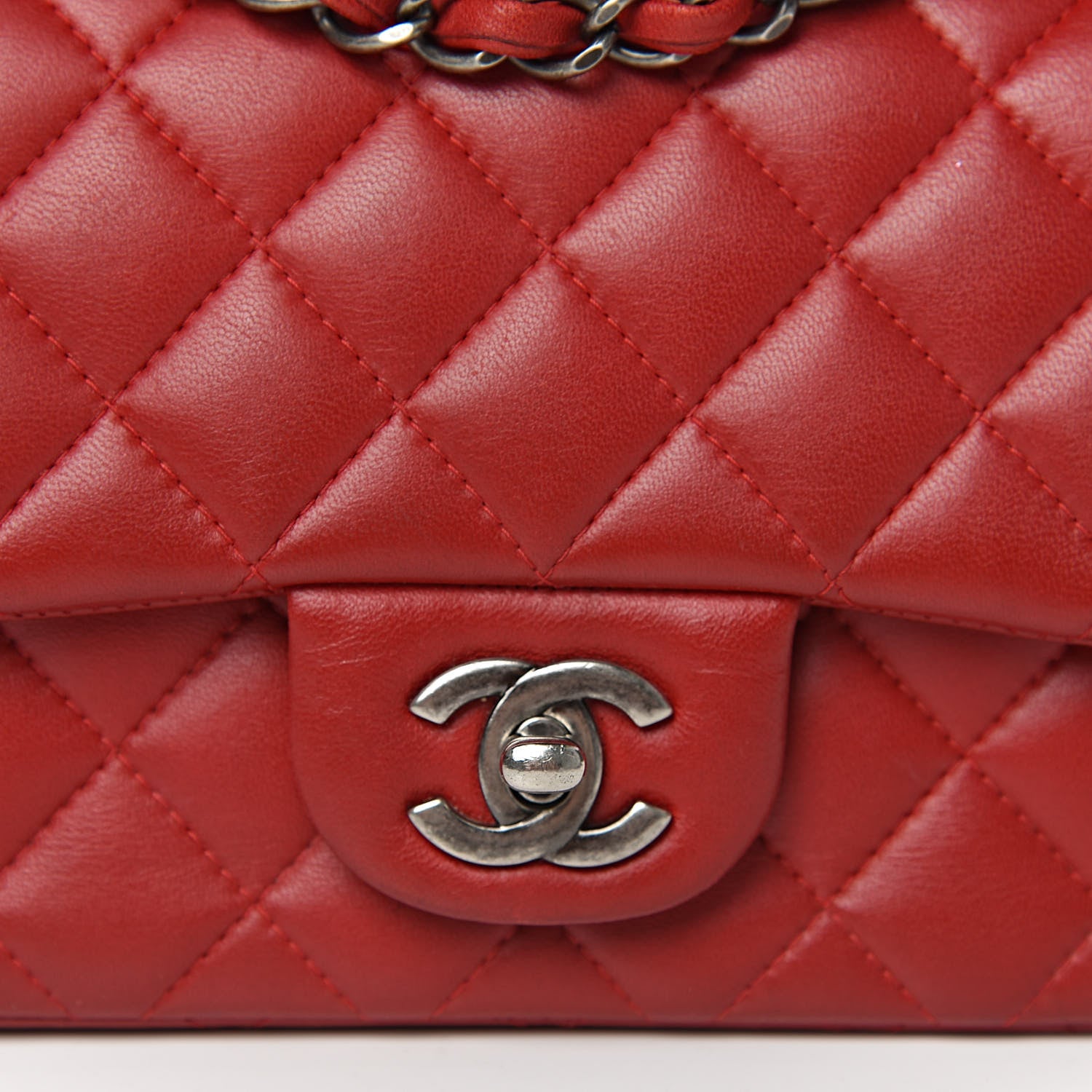 Chanel Lambskin Quilted Mini Square Flap Red 11 of 12