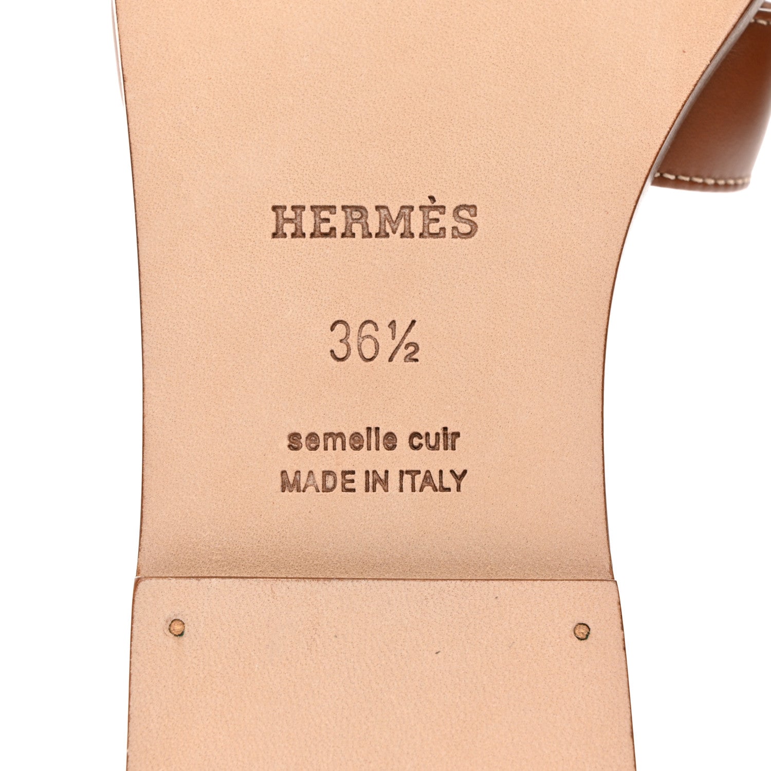Hermes Box Calfskin Oran Sandals 36.5 Gold 8 of 9