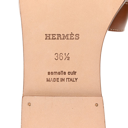 Hermes Box Calfskin Oran Sandals 36.5 Gold 8 of 9