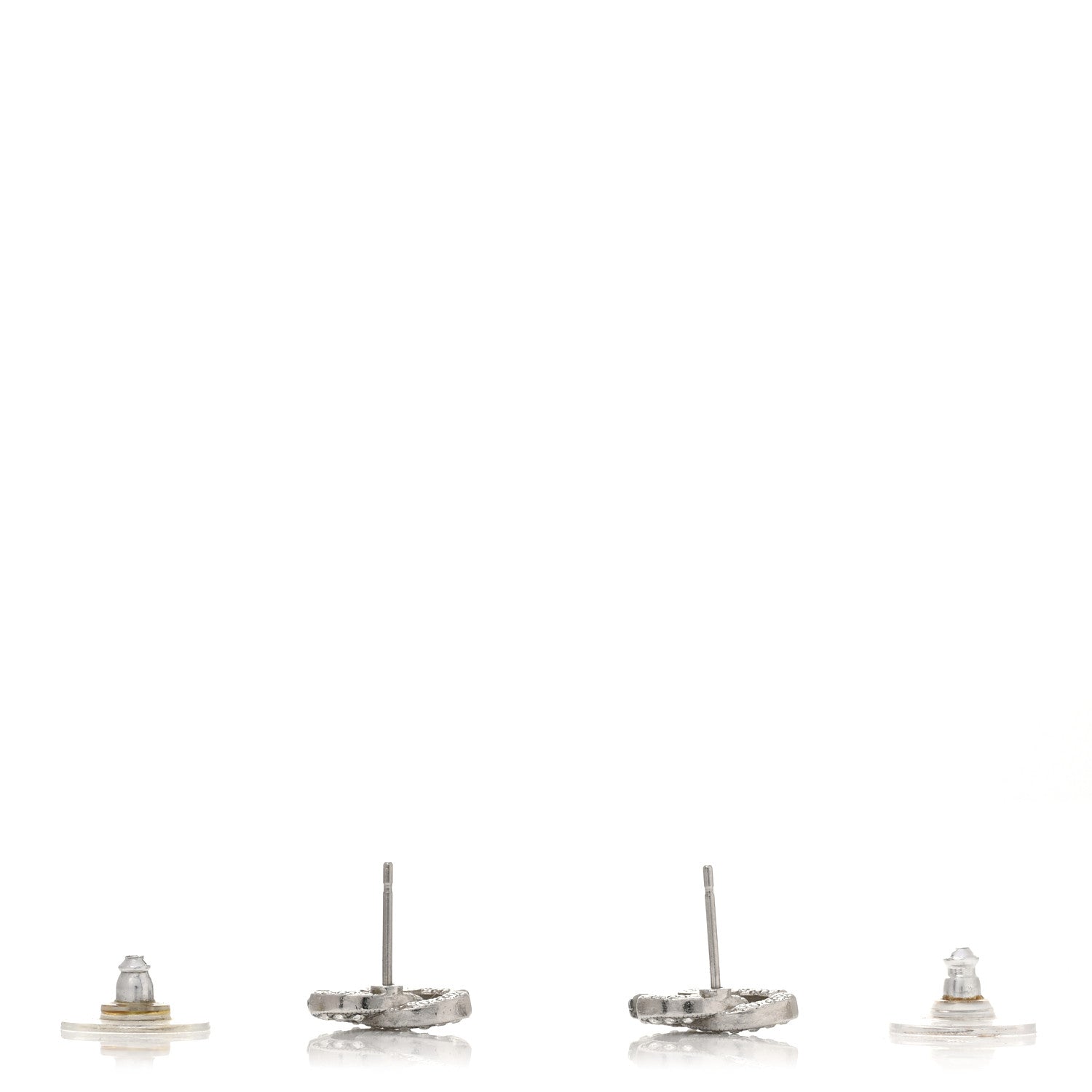 Chanel Crystal Mini Timeless CC Earrings Silver 3 of 4