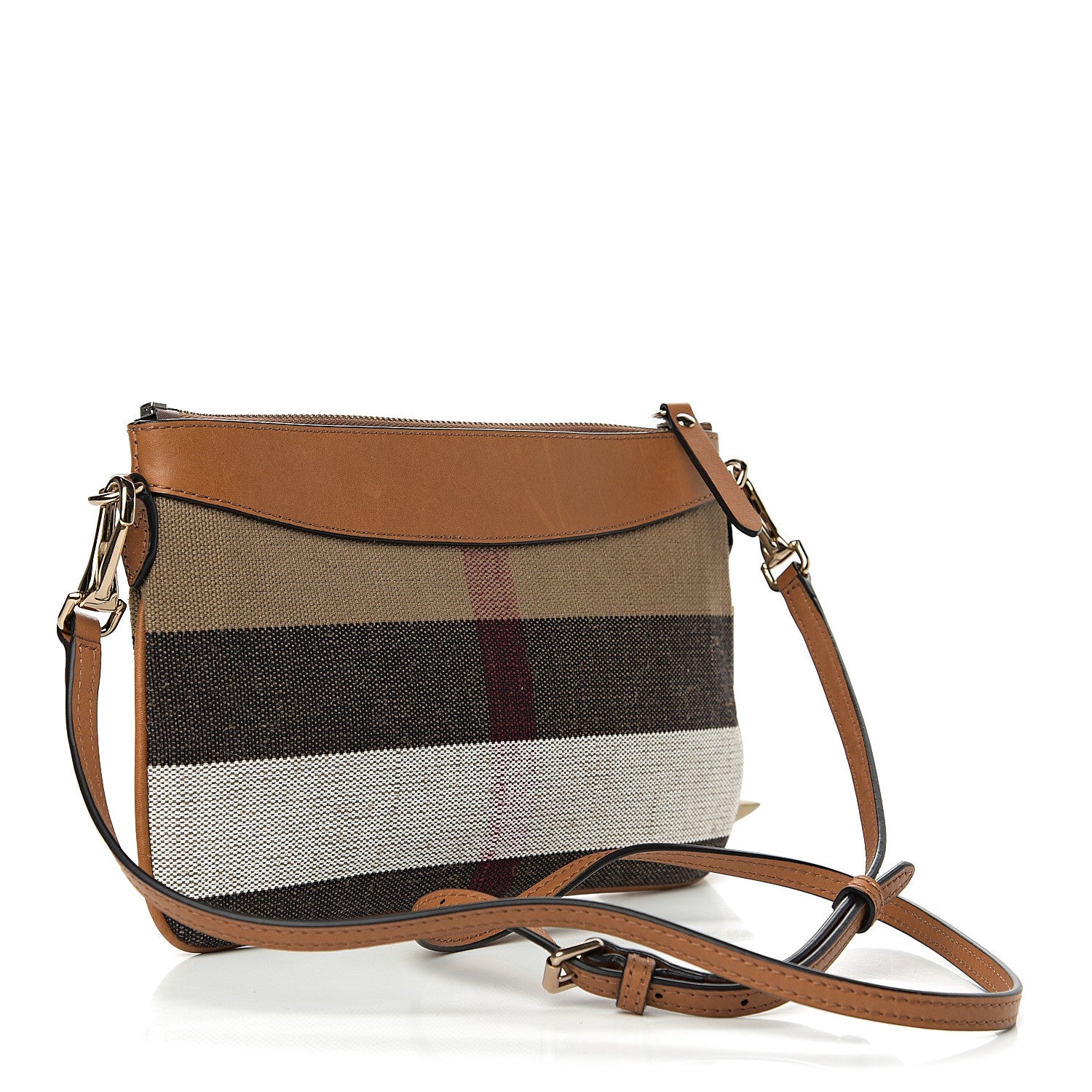 Burberry Mega Check Peyton Crossbody Clutch Bag Saddle Brown 2 of 10