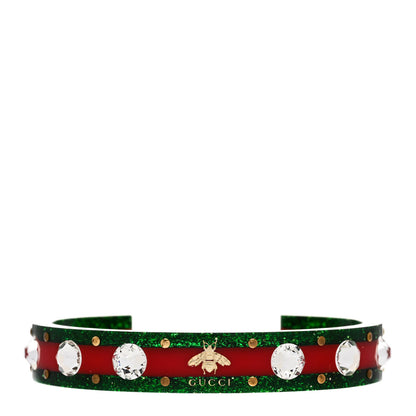 Gucci Crystal Web Cuff 18 Green Red 1 of 5