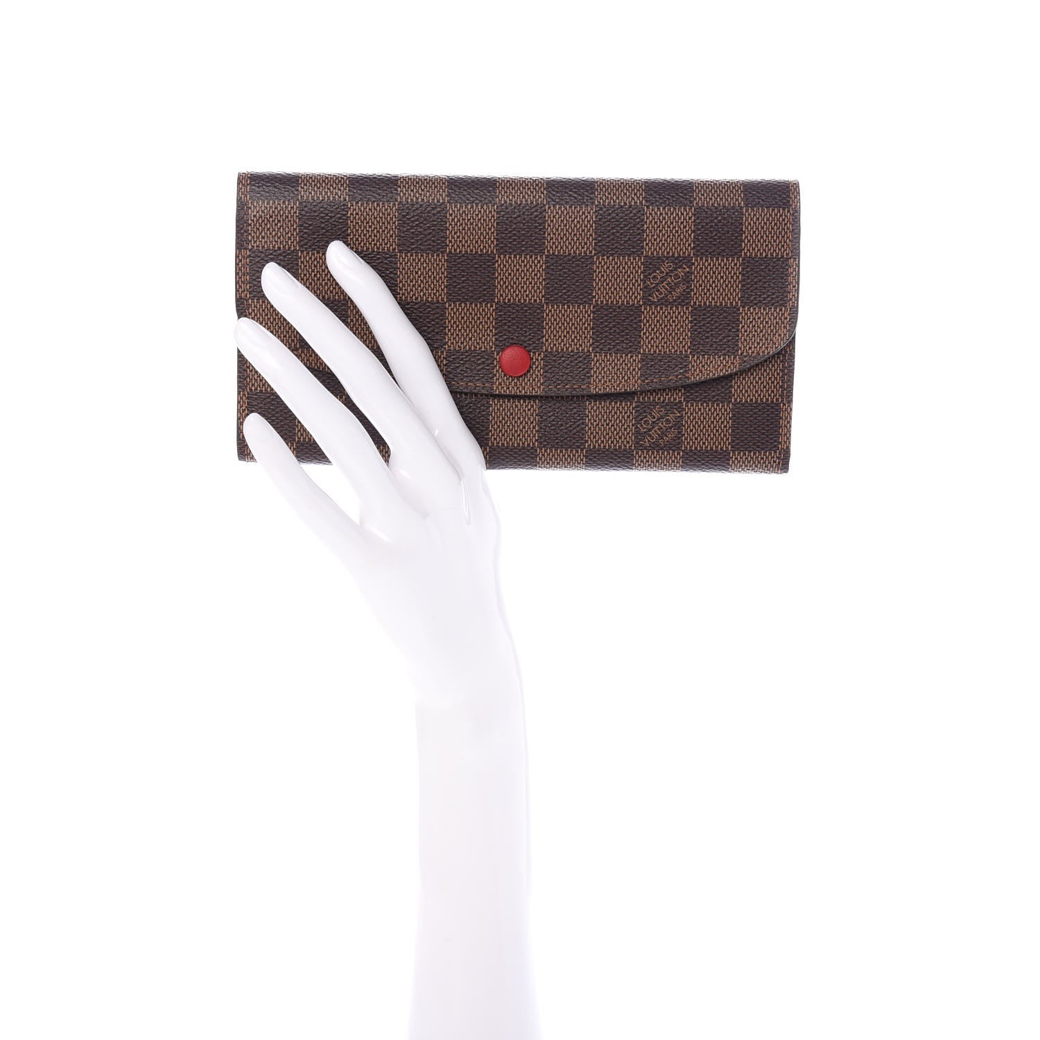 Louis Vuitton Damier Ebene Emilie Wallet Red 2 of 7