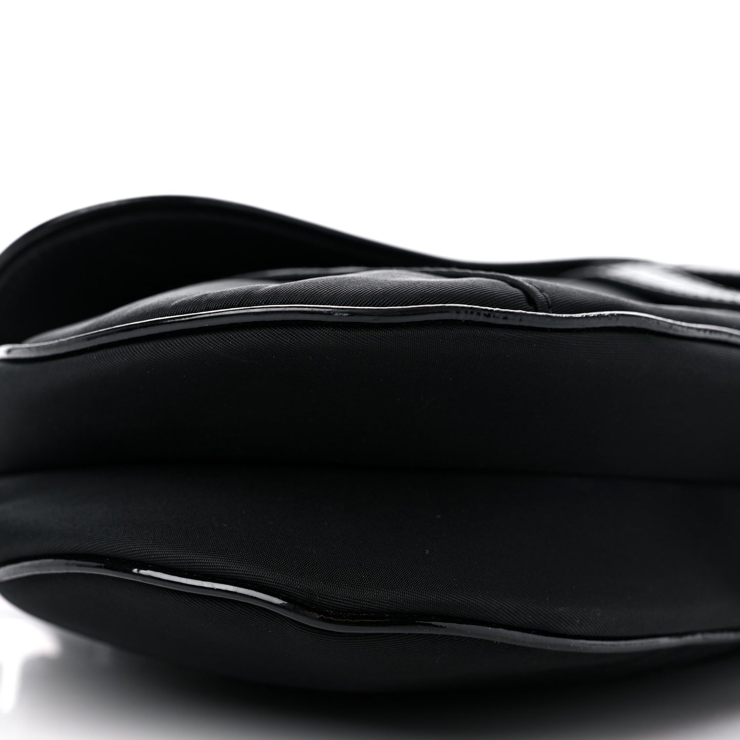 Canvas Patent Calfskin Saddle Bag Black