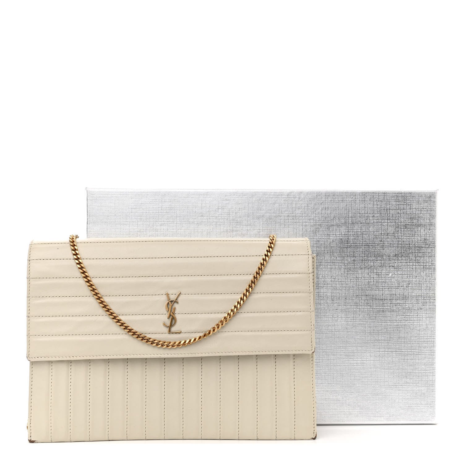 Saint Laurent Calfskin Matelasse Victoire Chain Wallet Black 21 of 21