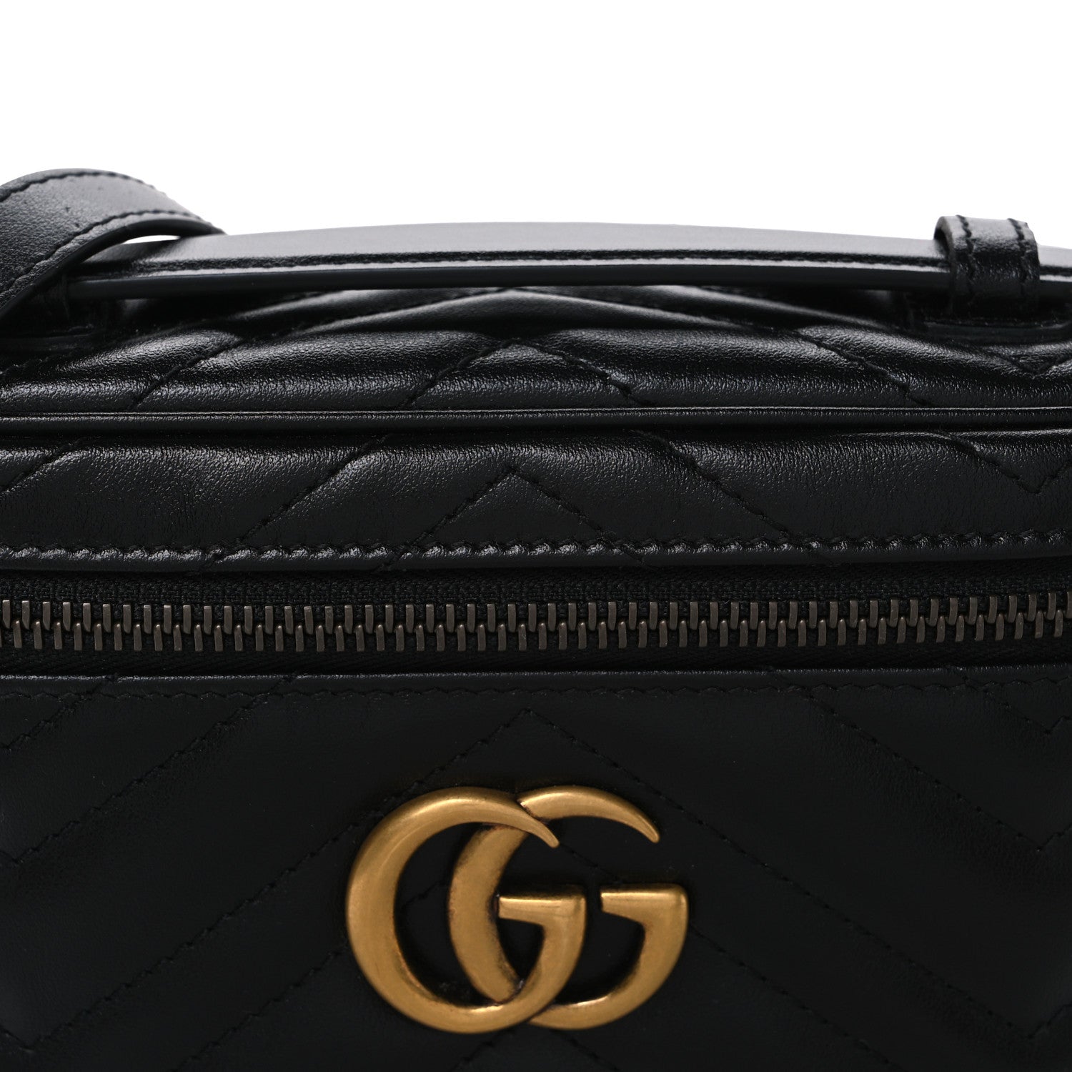 Gucci Calfskin Matelasse Small GG Marmont Vanity Cosmetic Case Black 8 of 10