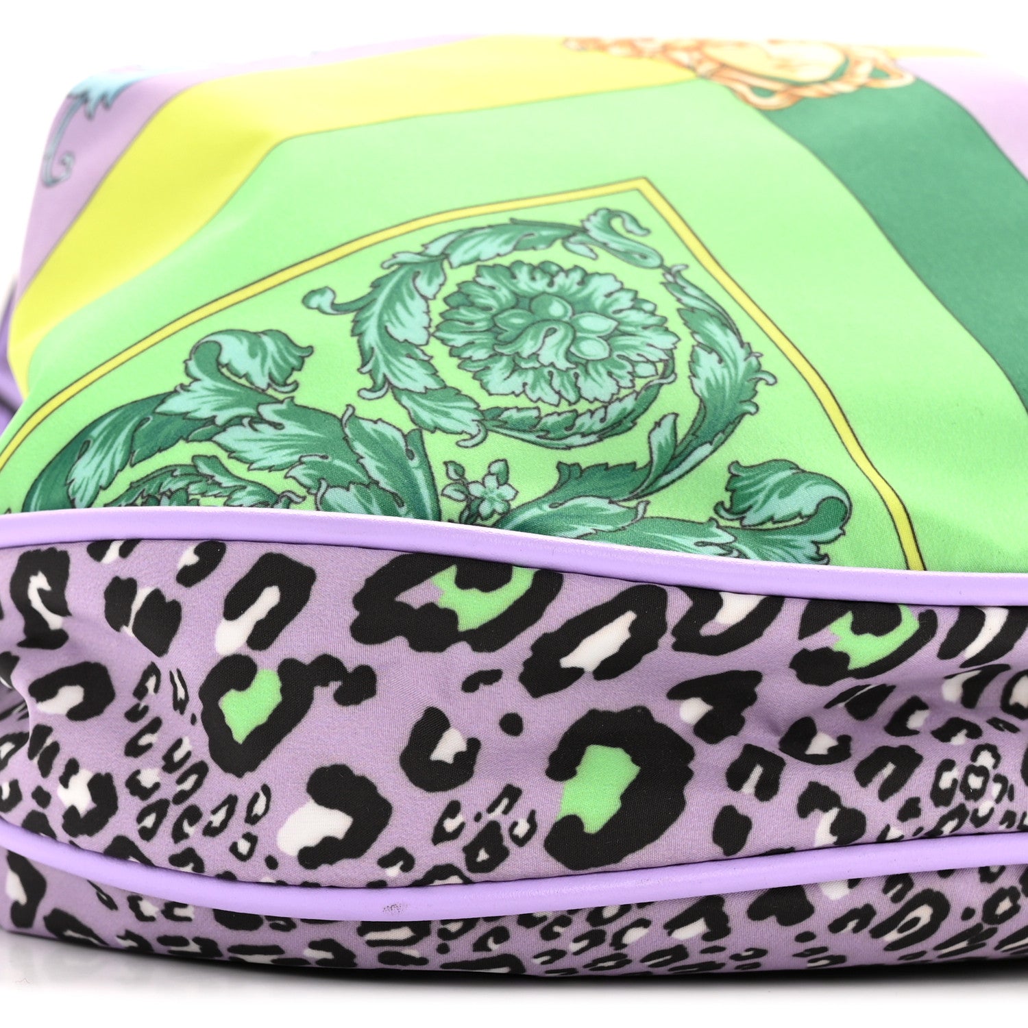 Versace Nylon Calfskin Barocco Mosaic Print Hobo Bag Jacaranda Multicolor 9 of 11