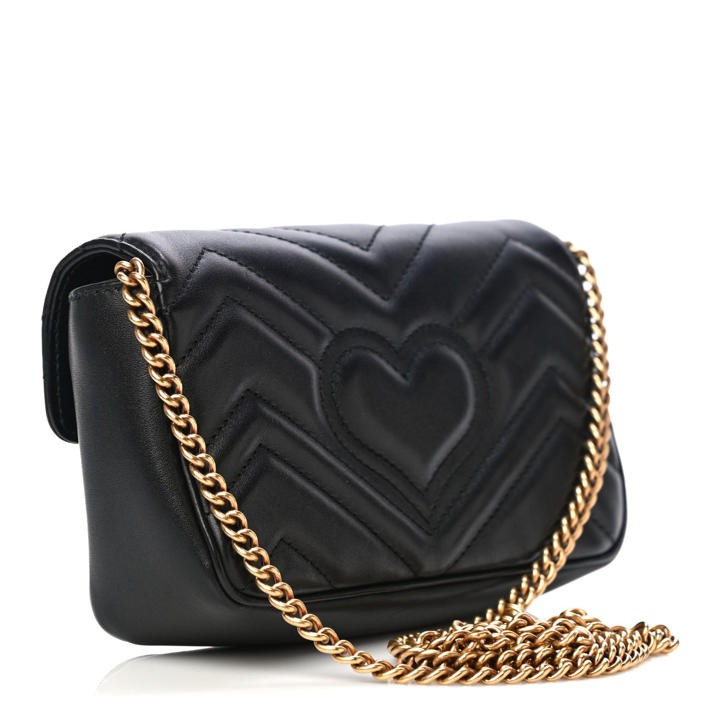 Calfskin Matelasse Super Mini GG Marmont Shoulder Bag Black