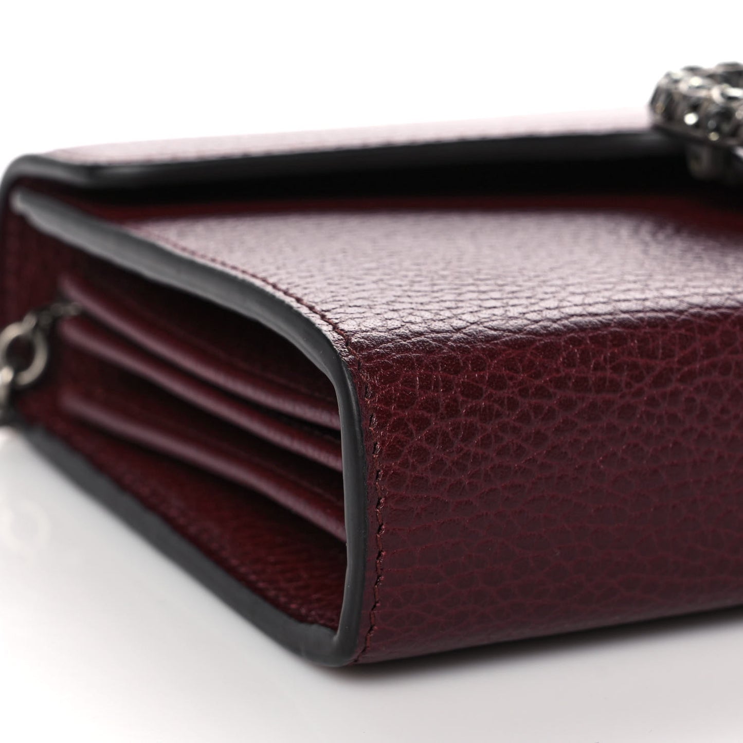 Dollar Calfskin Crystal Mini Dionysus Chain Wallet Vintage Bordeaux