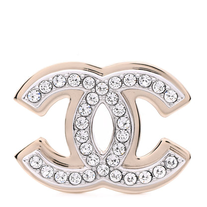 Chanel Crystal CC Brooch Gold Silver 1 of 5