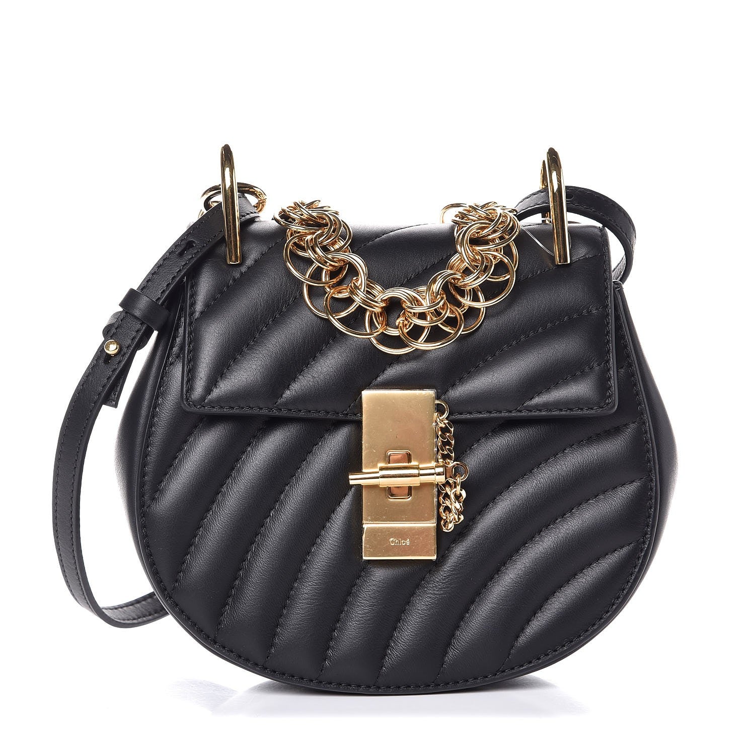 Chloe Calfskin Quilted Mini Drew Bijou Shoulder Bag Black 1 of 8