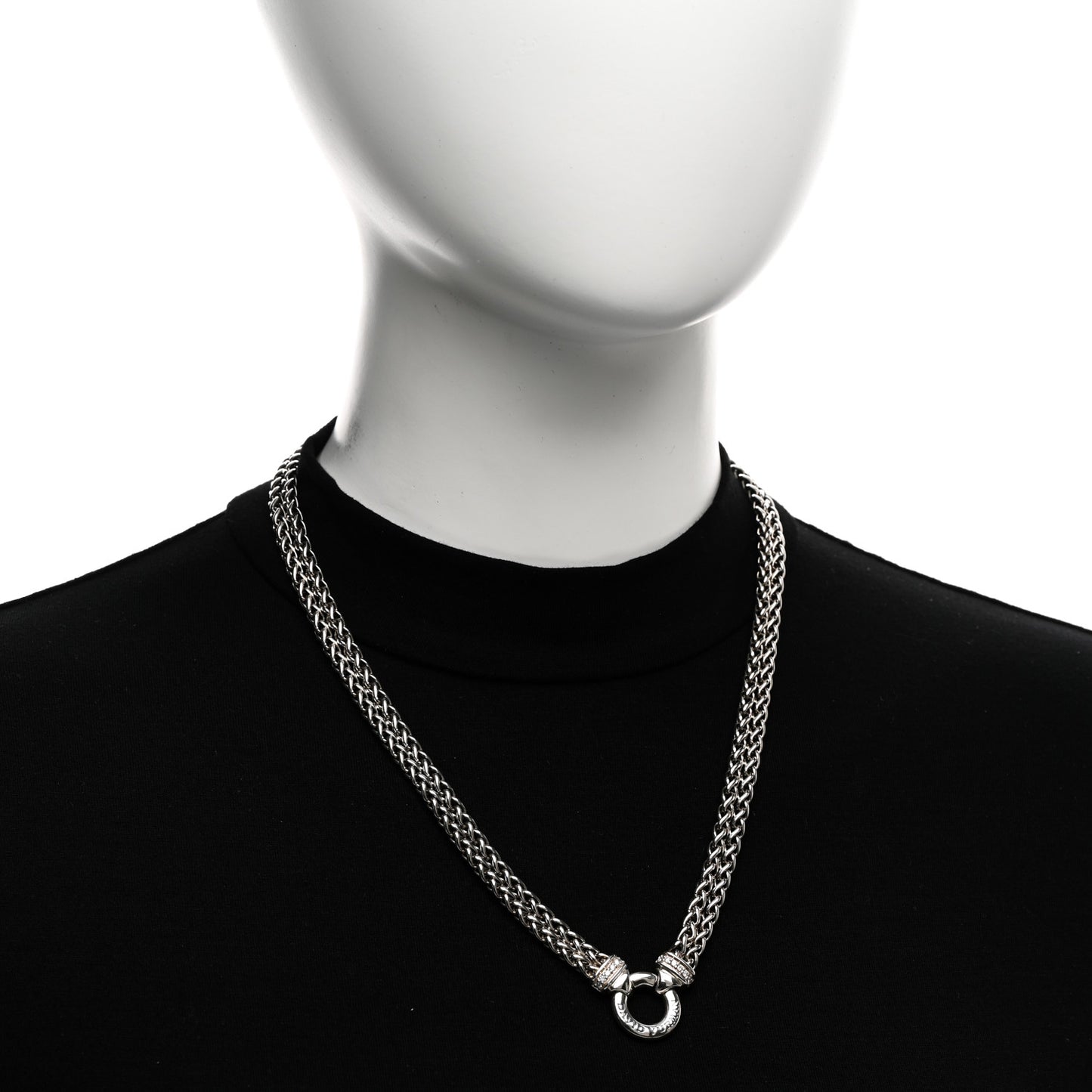 Sterling Silver Diamond 18mm Double Wheat Chain Necklace