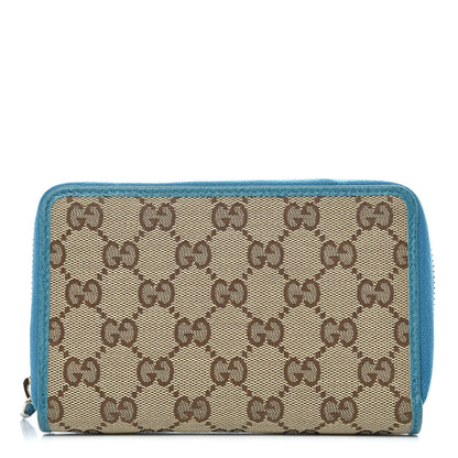 Gucci Monogram Dollar Calfskin Zip Around Compact Wallet Beige Ebony Deep Cobalt 1 of 12