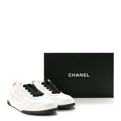 Chanel Calfskin CC Womens Sneakers 40 White Black 10 of 10