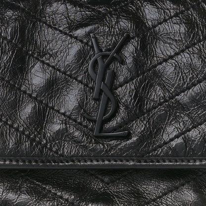 Saint Laurent Crinkled Calfskin Matelasse Monogram Medium Niki Chain Satchel Black 9 of 11
