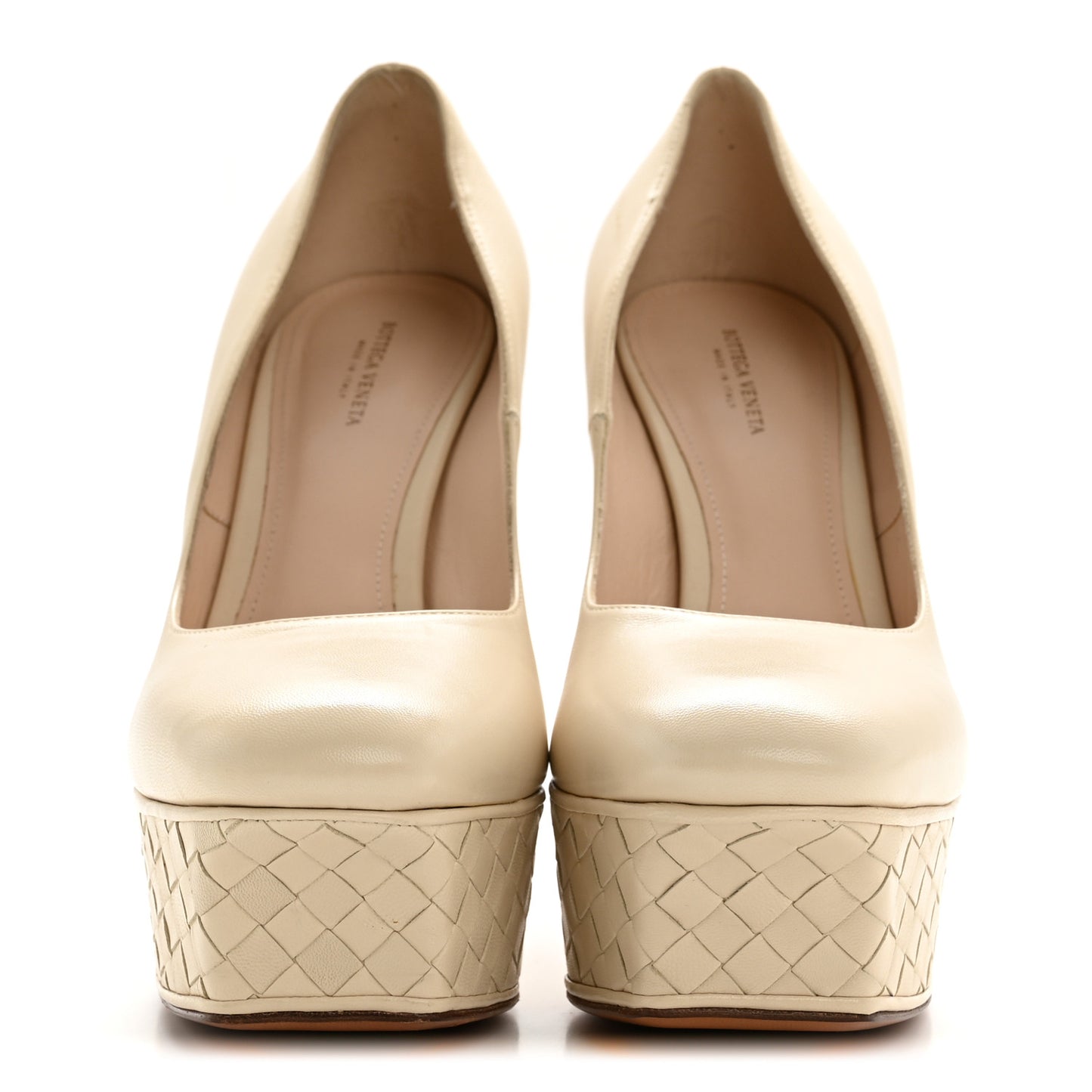 Nappa Intrecciato Platform Pumps 38 Nude