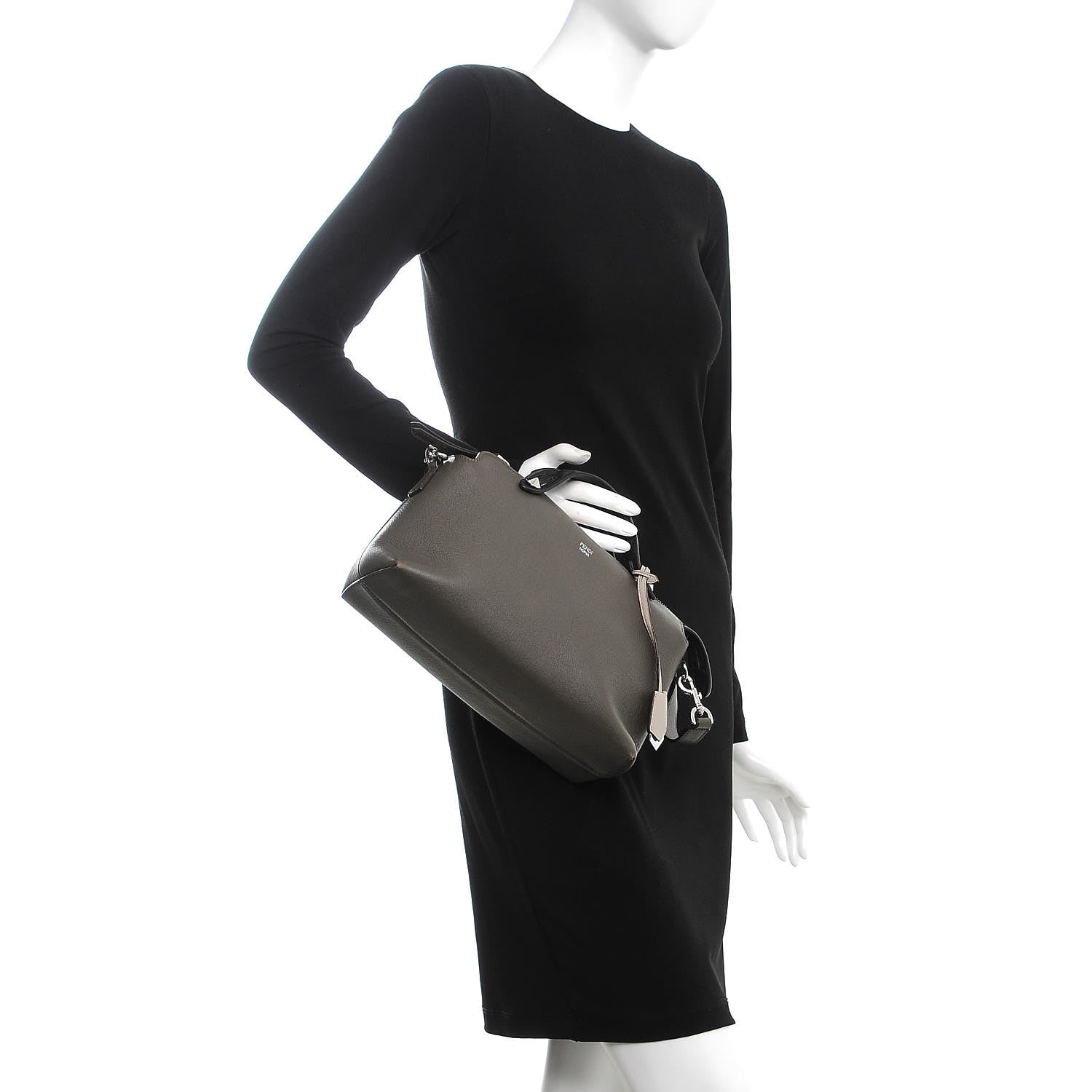 Fendi Vitello Dolce 4 Color Medium By The Way Boston Bag Carbone Grigio Polvere Multicolor 3 of 15
