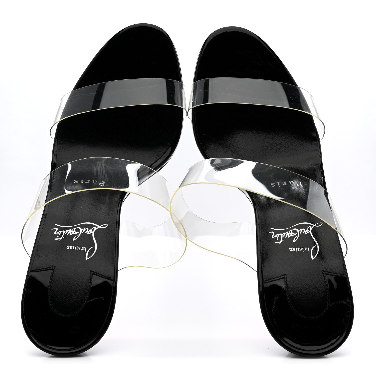 Christian Louboutin Patent PVC Just Nothing 85 Slide Sandals 37 Black 2 of 9