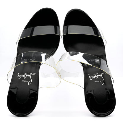 Christian Louboutin Patent PVC Just Nothing 85 Slide Sandals 37 Black 2 of 9