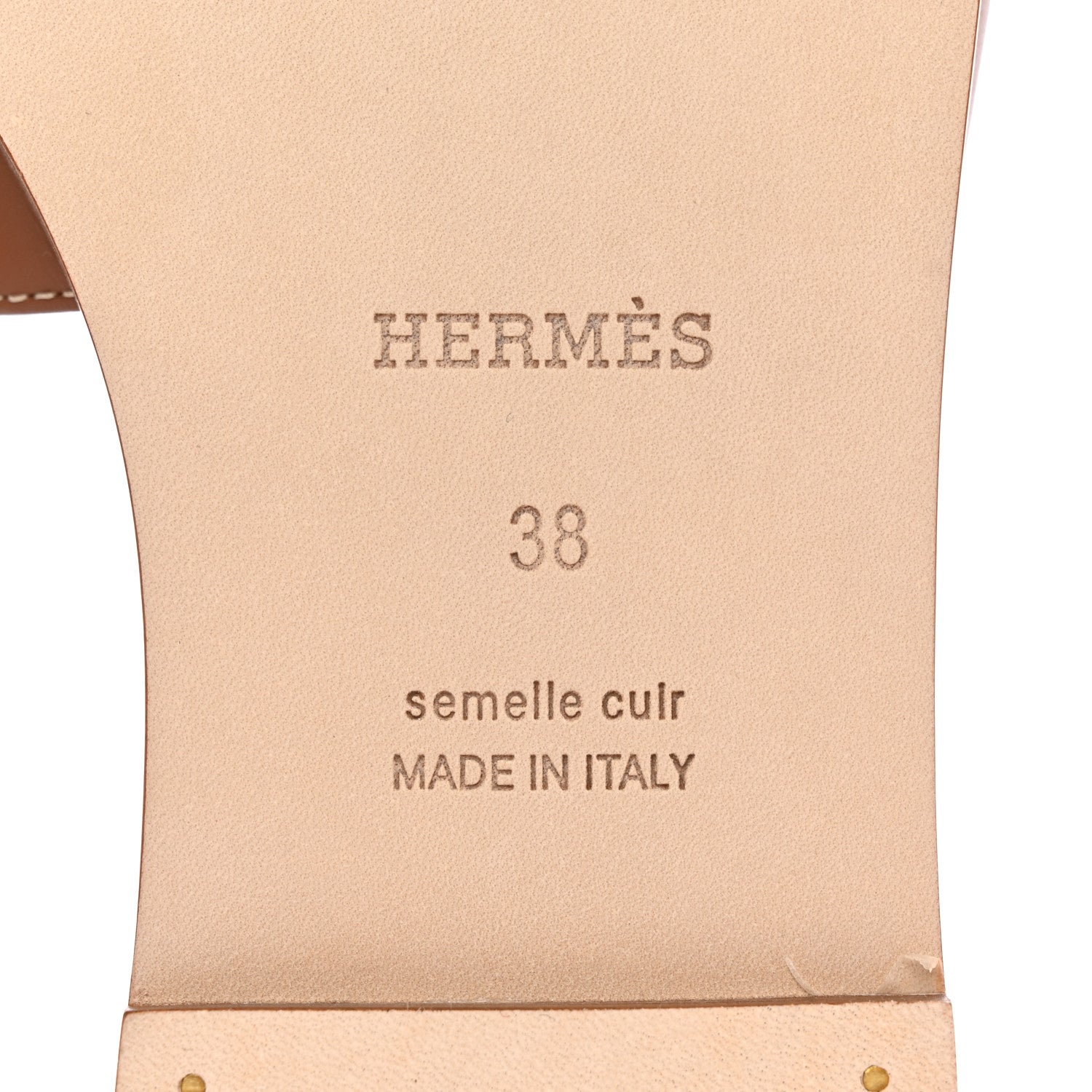 Hermes Box Calfskin Oran Sandals 38 Gold 6 of 10