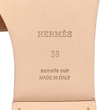 Hermes Box Calfskin Oran Sandals 38 Gold 6 of 10