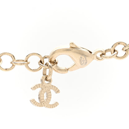 Chanel Metal Calfskin Crystal Double CC Short Necklace Black Gold 5 of 6