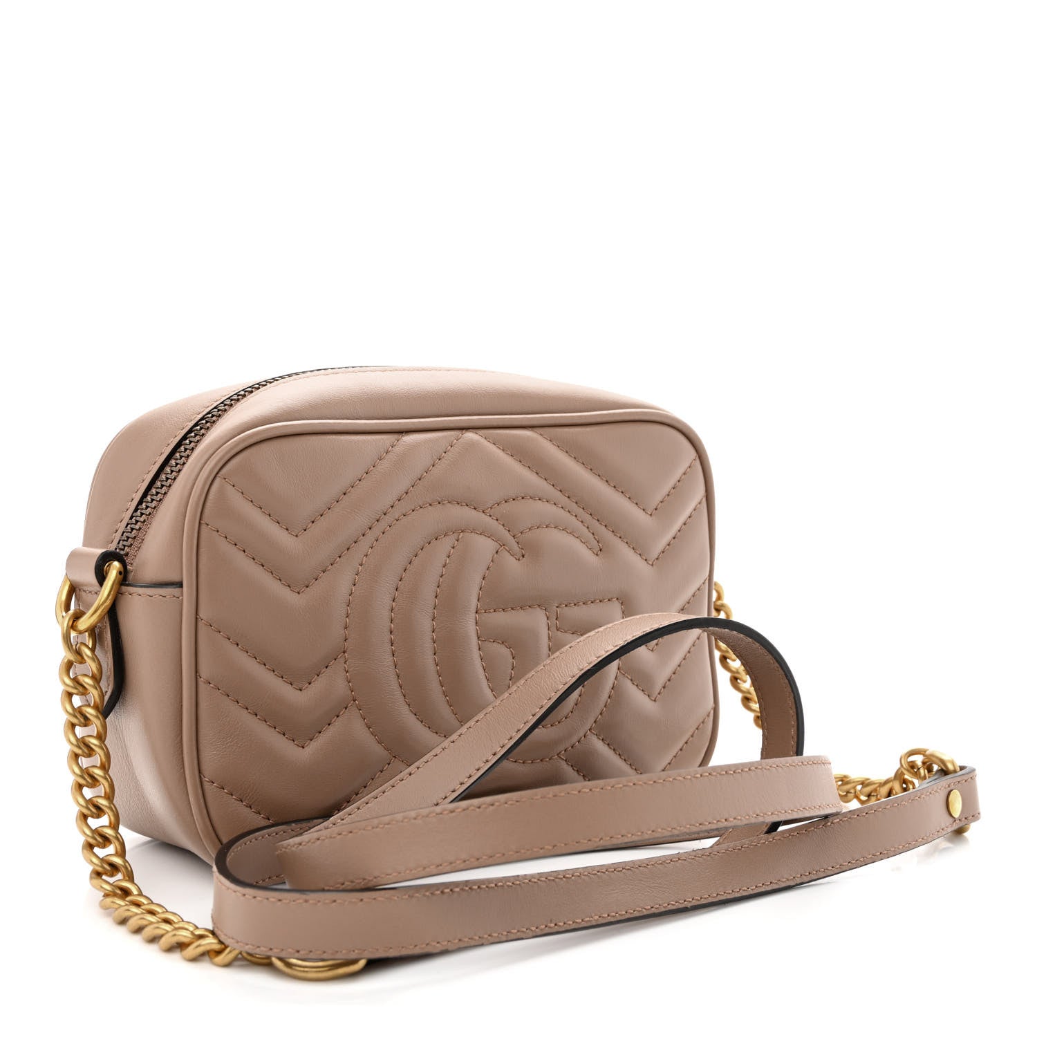 Gucci Calfskin Matelasse Mini GG Marmont Chain Shoulder Bag Porcelain Rose 3 of 10