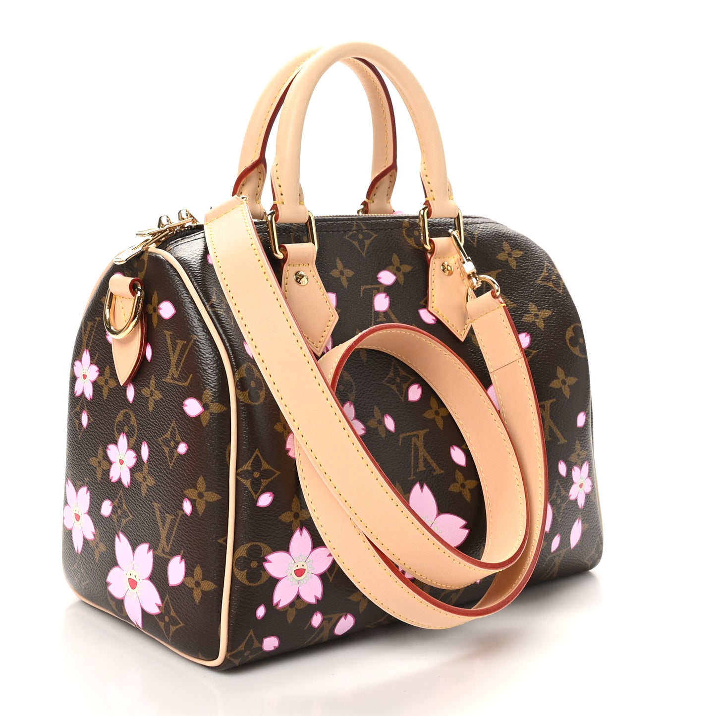 LV X TM Monogram Cherry Blossom Speedy Bandouliere 25 Sakura Brown