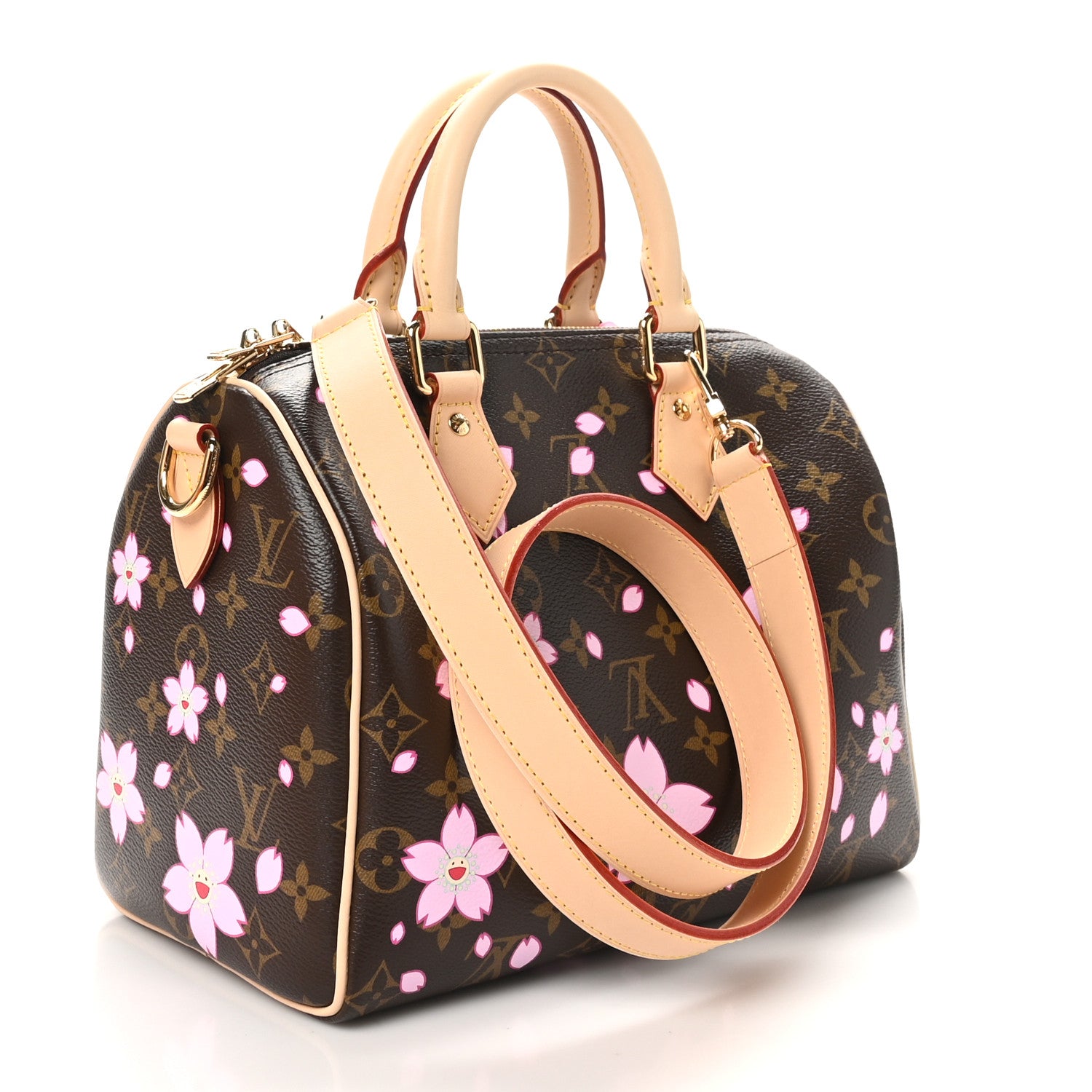 Louis Vuitton LV X TM Monogram Cherry Blossom Speedy Bandouliere 25 Sakura Brown 3 of 10
