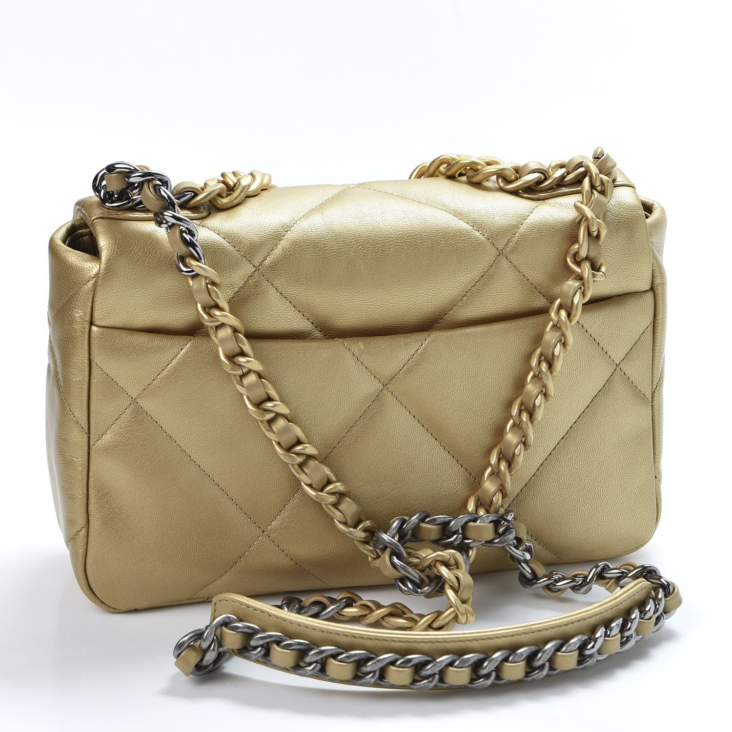 Chanel Metallic Goatskin Quilted Medium 19 Flap Gold 2 of 10