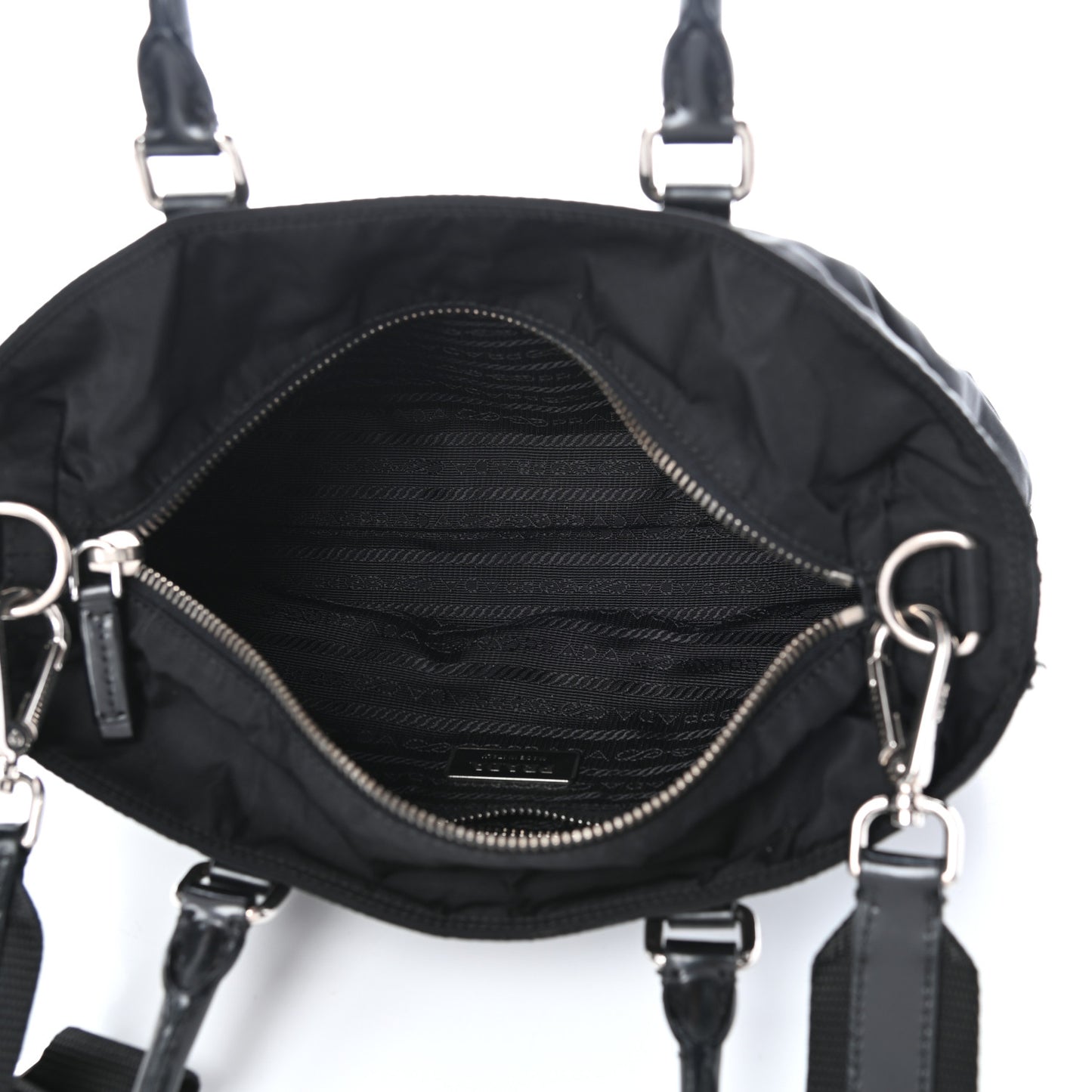 Tessuto Nylon Spazzolato Logo Tote Black