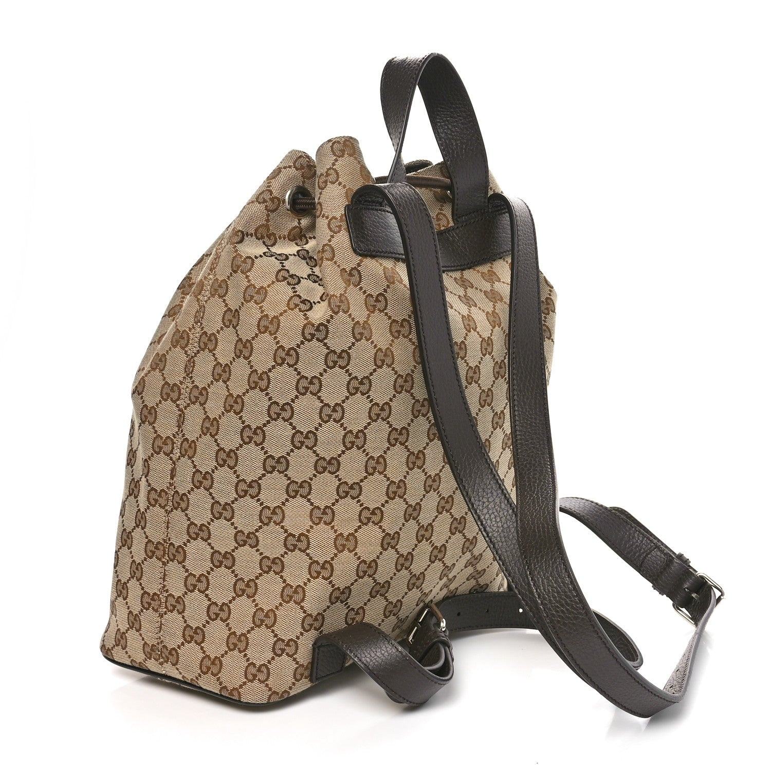 Gucci Monogram Dollar Calfskin O Drawstring Backpack Beige Ebony Testa di Moro Dark Chocolate 3 of 10