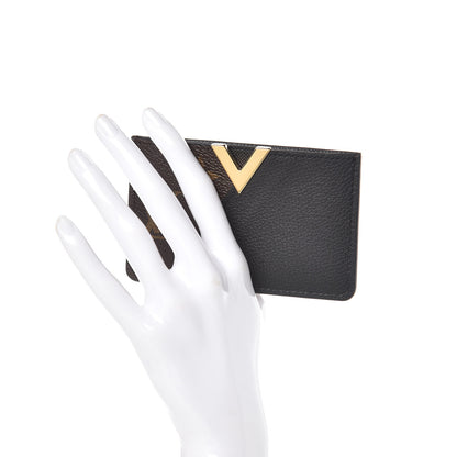 Louis Vuitton Monogram Calfskin Kimono Card Holder Black 2 of 7