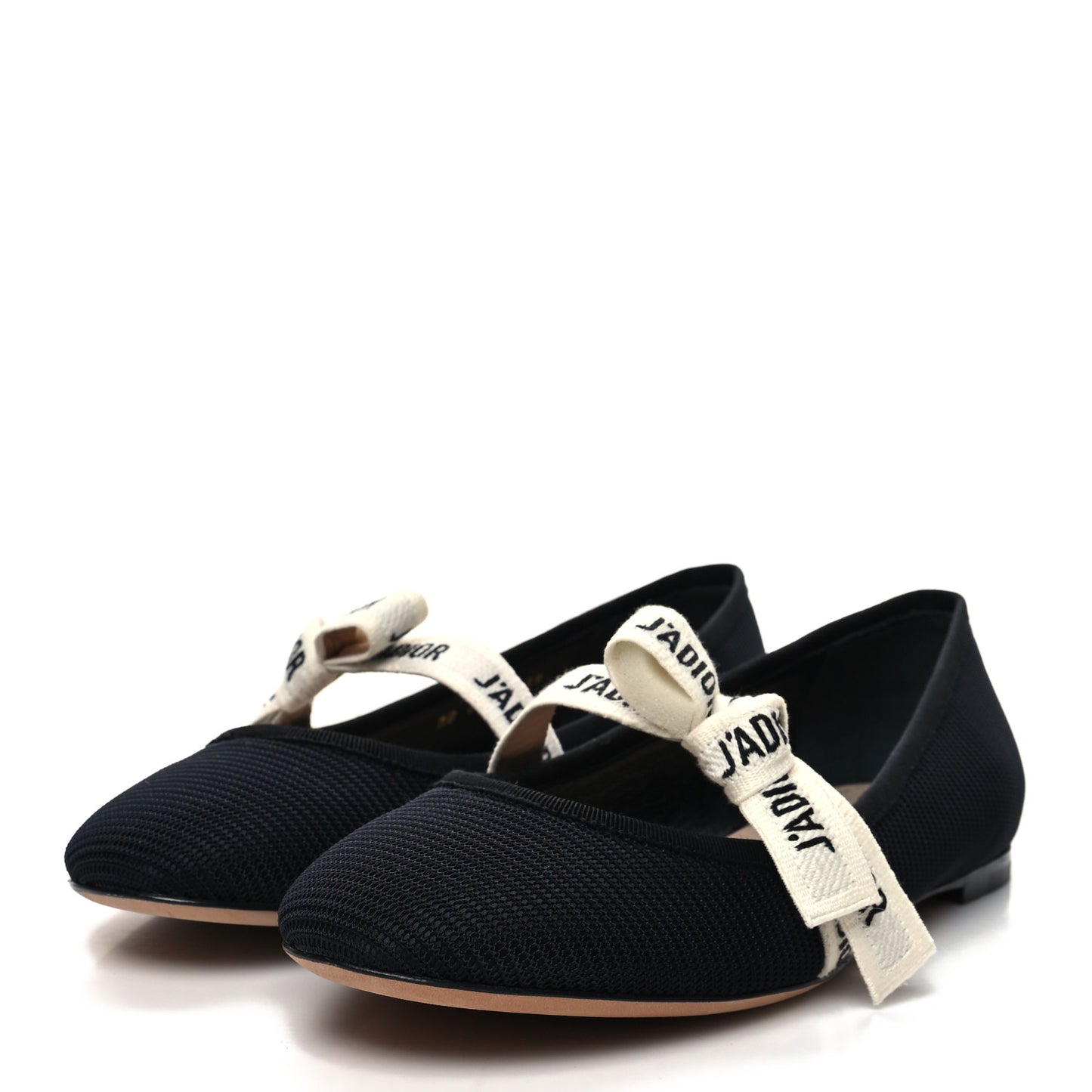 Fabric Ribbon Embroidered J'Adior Ballet Flats 39 Black