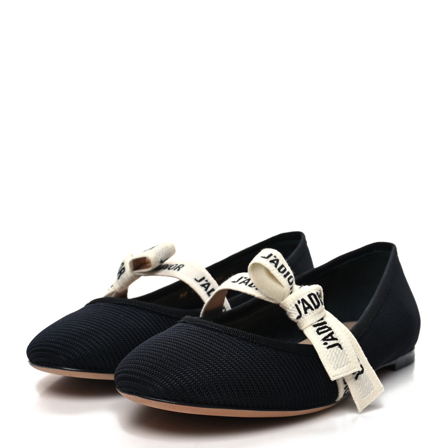 Christian Dior Fabric Ribbon Embroidered J'Adior Ballet Flats 39 Black 3 of 8