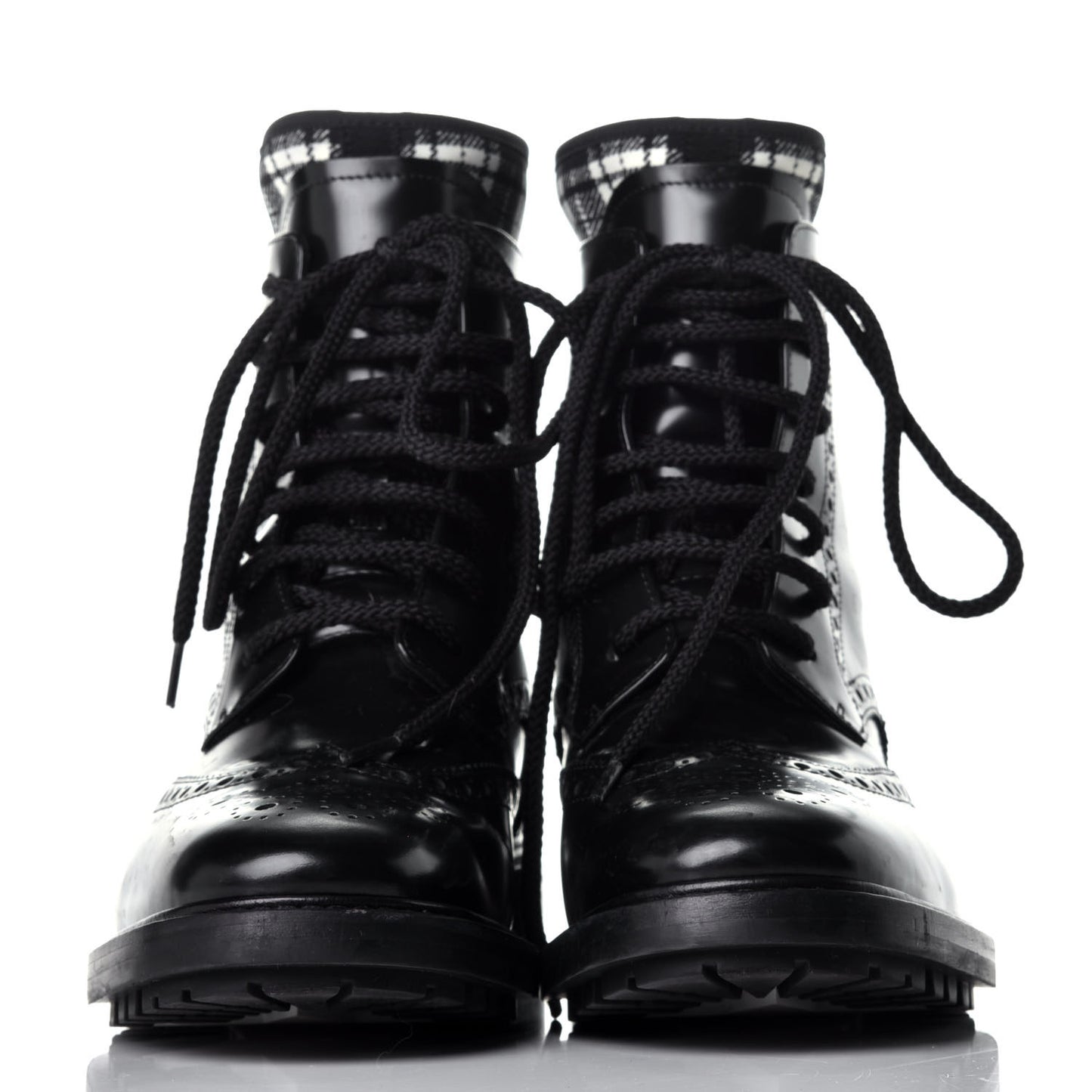 Calfskin Tartan D-Order Low Boot 39 Black White