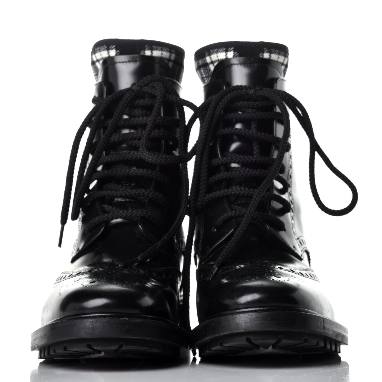 Christian Dior Calfskin Tartan D-Order Low Boot 39 Black White 2 of 7