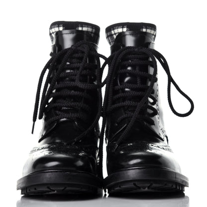 Christian Dior Calfskin Tartan D-Order Low Boot 39 Black White 2 of 7