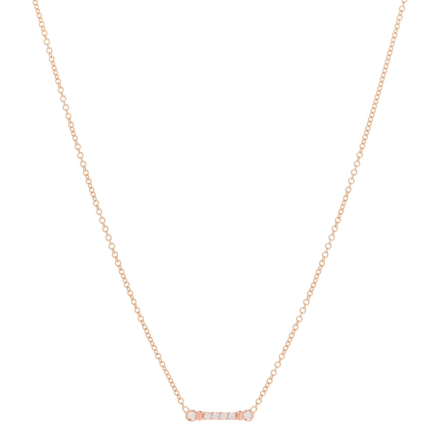 Tiffany 18K Rose Gold Diamond Fleur de Lis Key Bar Pendant Necklace 1 of 6