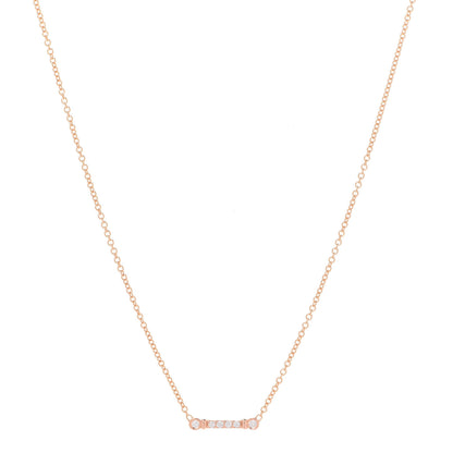 Tiffany 18K Rose Gold Diamond Fleur de Lis Key Bar Pendant Necklace 1 of 6