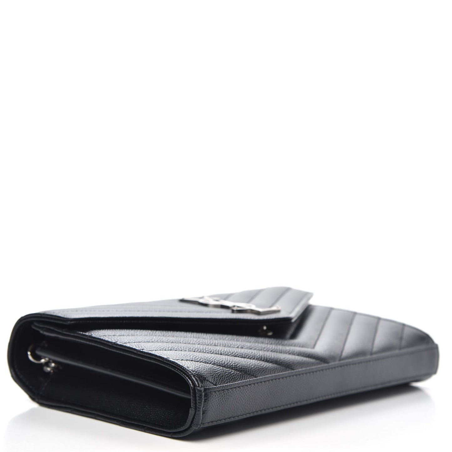 Grain De Poudre Matelasse Chevron Monogram Chain Wallet Black