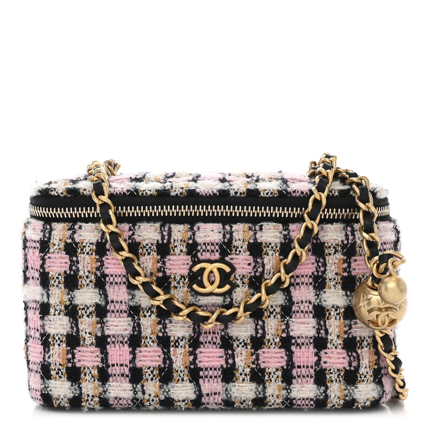 Chanel Tweed Pearl Crush Small Vanity Case With Chain Pink Multicolor 1 of 9