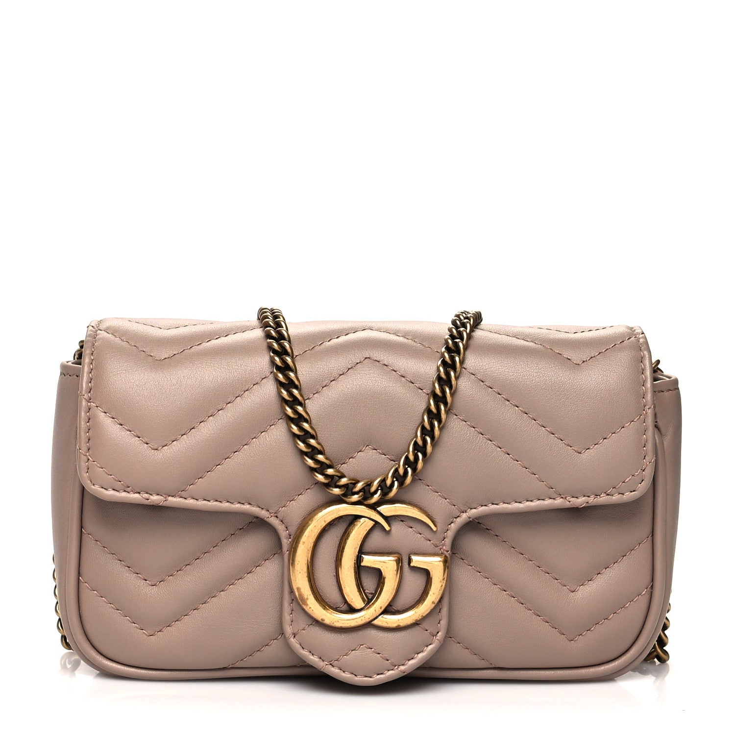 Gucci Calfskin Matelasse Super Mini GG Marmont Shoulder Bag Porcelain Rose 1 of 11