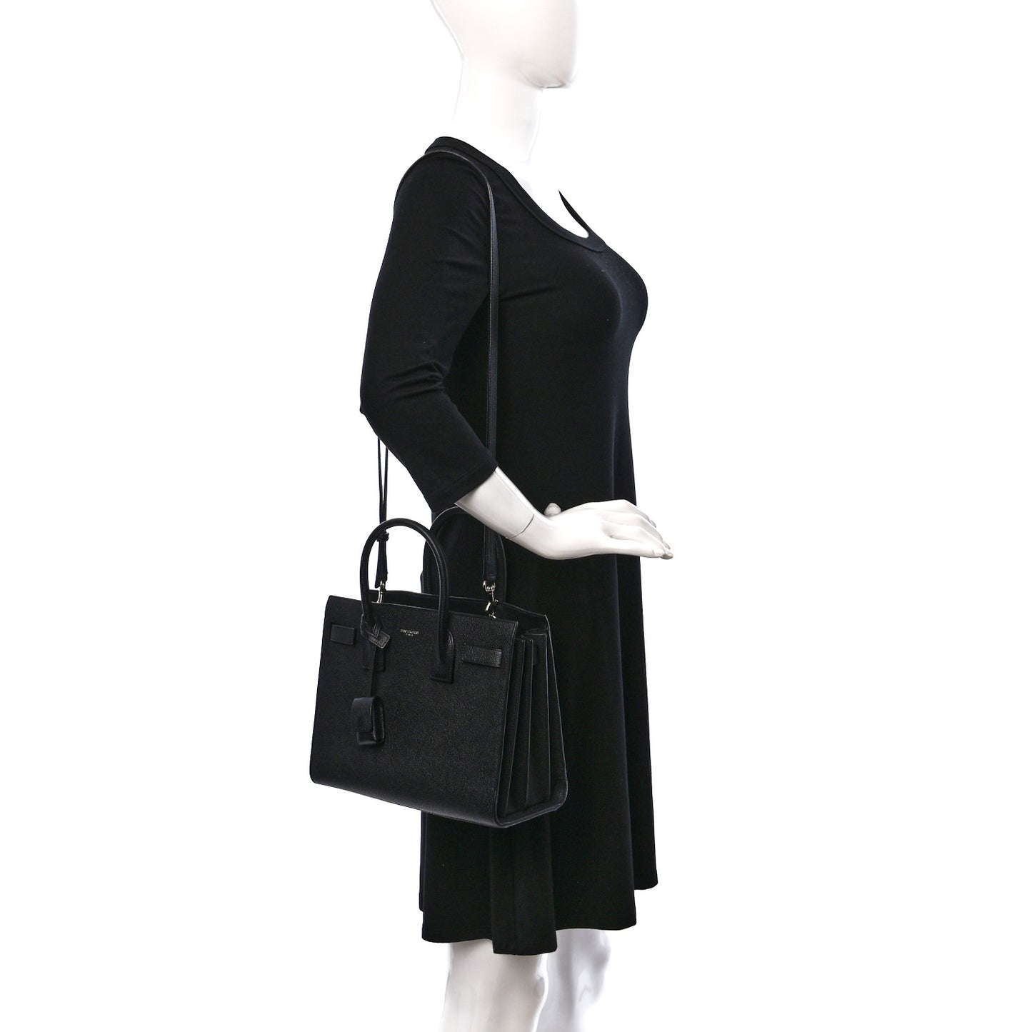 Grained Calfskin Baby Sac De Jour Black