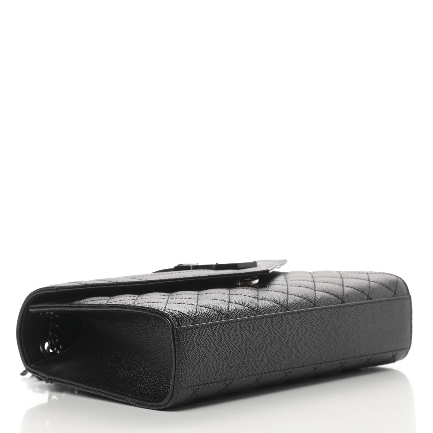 Saint Laurent Grain De Poudre Textured Mixed Matelasse Triquilt Medium Monogram Satchel Black 4 of 10